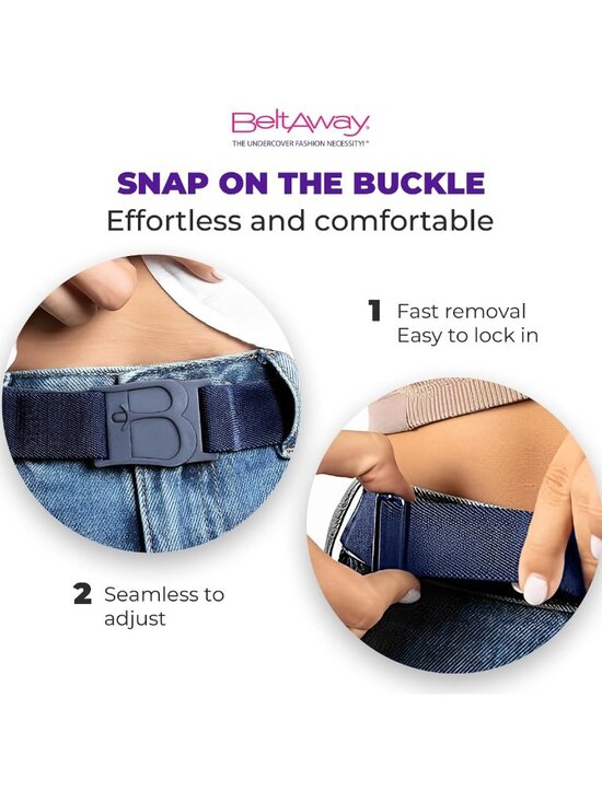Adjustable No Show Women\'s Stretch Elastic Belt - Invisible Flat Buckle for